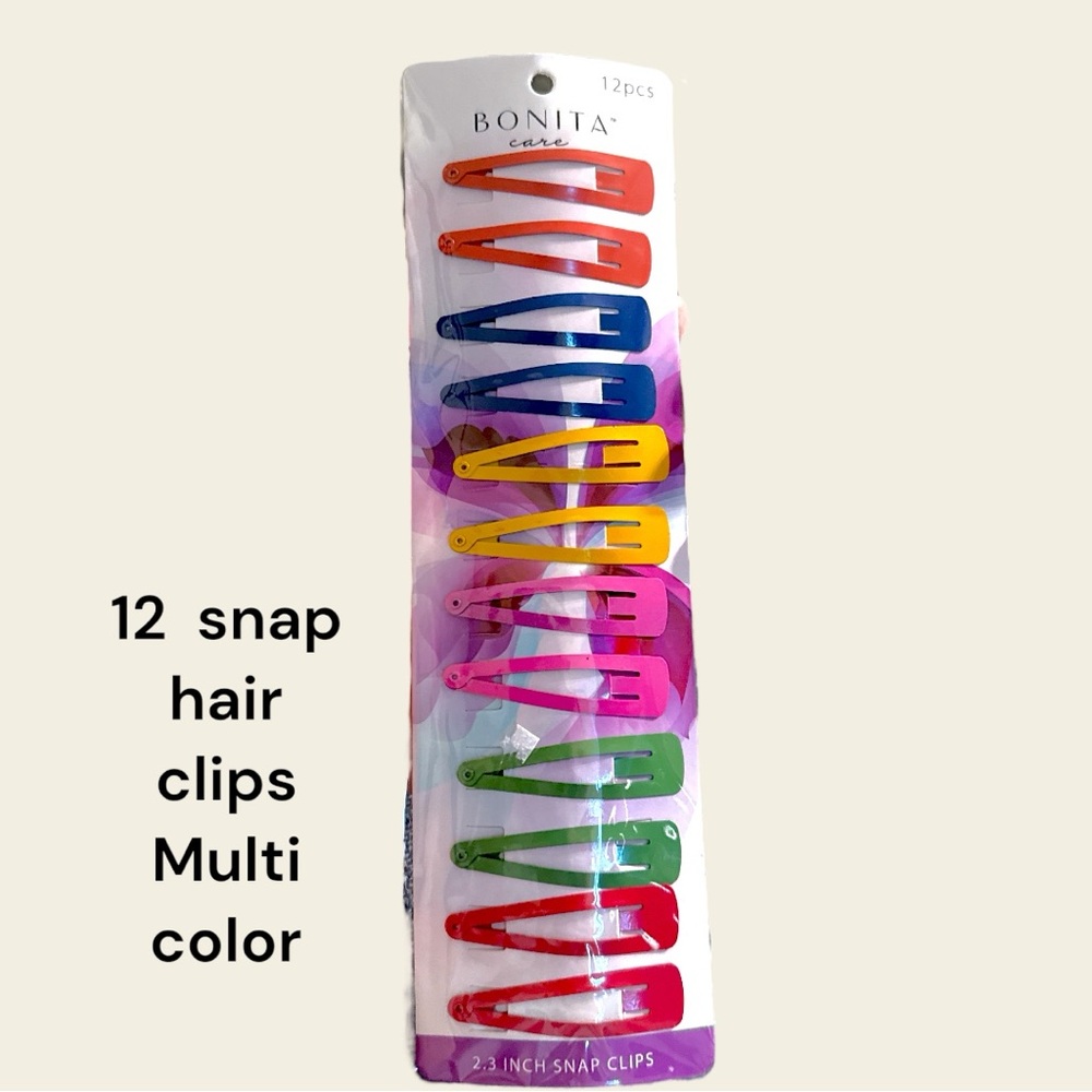 Multicolor Snap Hair Clips - 12 Pack